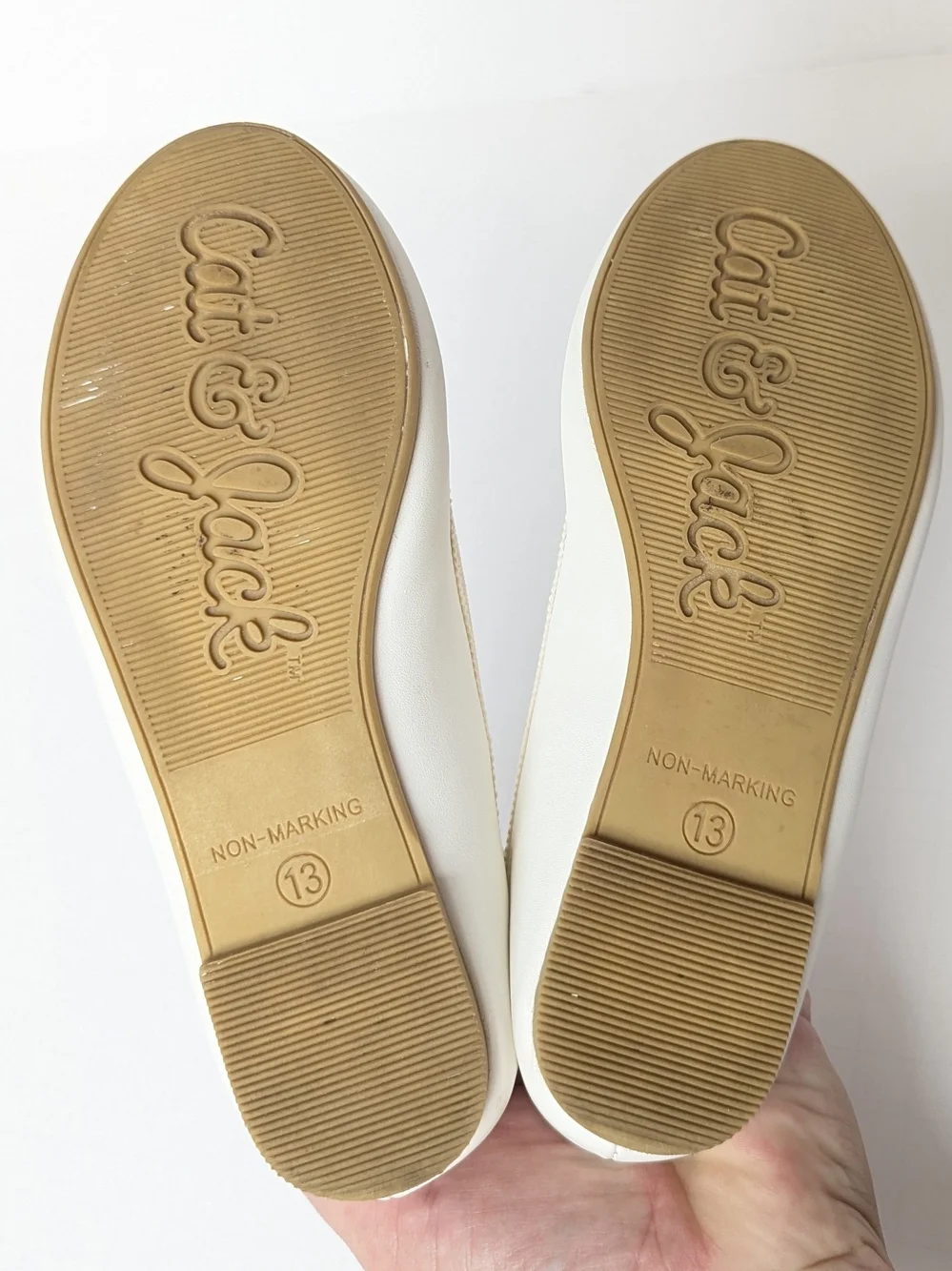 Cat & Jack Girls White Ballet Flats with Bow Accent 13